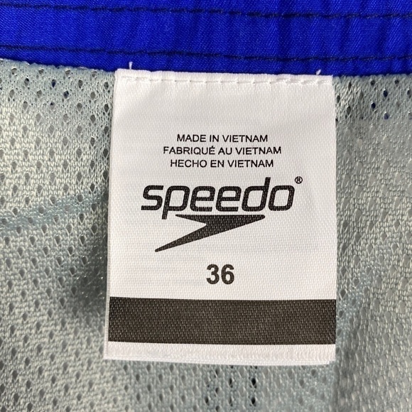 Speedo Flag Laced Front Swim Trunks Men's 36 Black Gray Mesh Lining - Picture 6 of 8